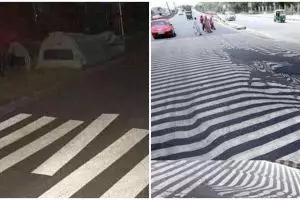 11 Potret kocak zebra cross nggak biasa, bentuknya bikin pengendara gagal fokus