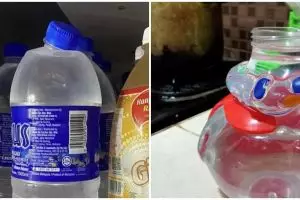 11 Potret kocak botol minum meleyot karena air panas ini bikin bentuknya absurd abis