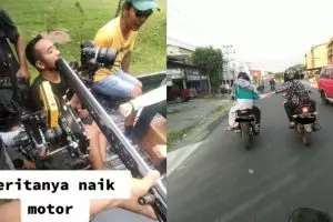 Adegan bermotor di balik layar ini ternyata nggak sungguhan, proses syutingnya bikin ngakak