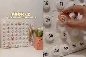 Trik mudah bikin kalender estetik di rumah hanya pakai tutup botol bekas, nggak sampai 30 menit