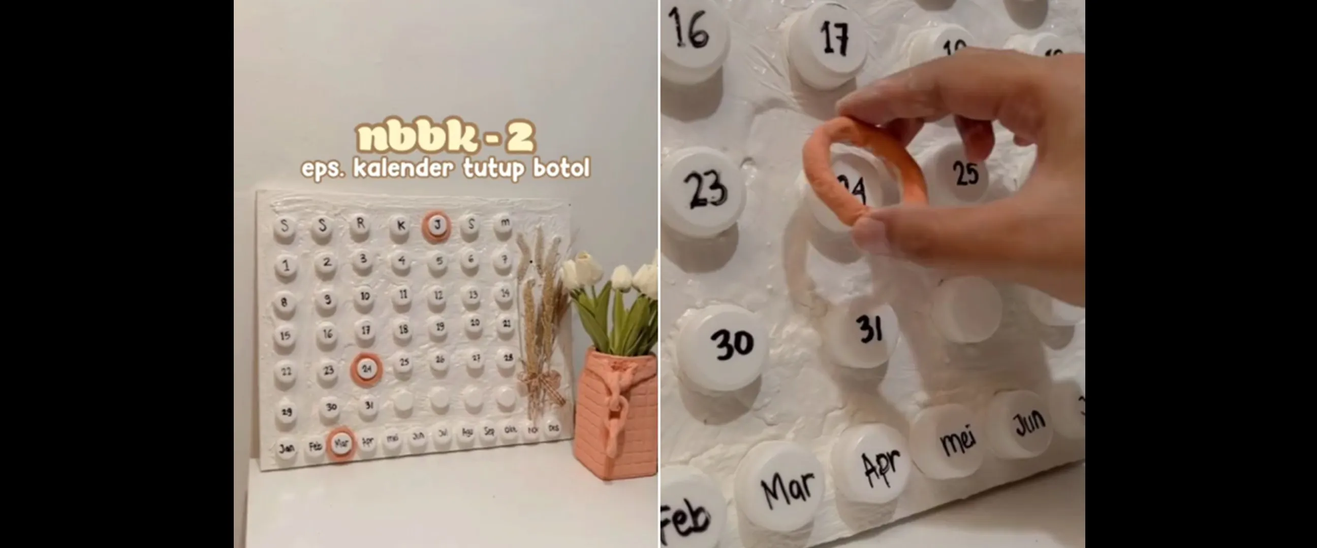 Trik mudah bikin kalender estetik di rumah hanya pakai tutup botol bekas, nggak sampai 30 menit