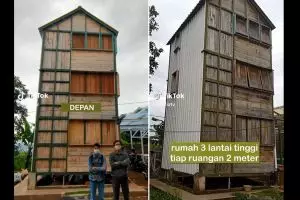Rumah susun kayu ukuran 3x4 meter ini dibangun dengan konsep unik, biar sempit tapi fungsional