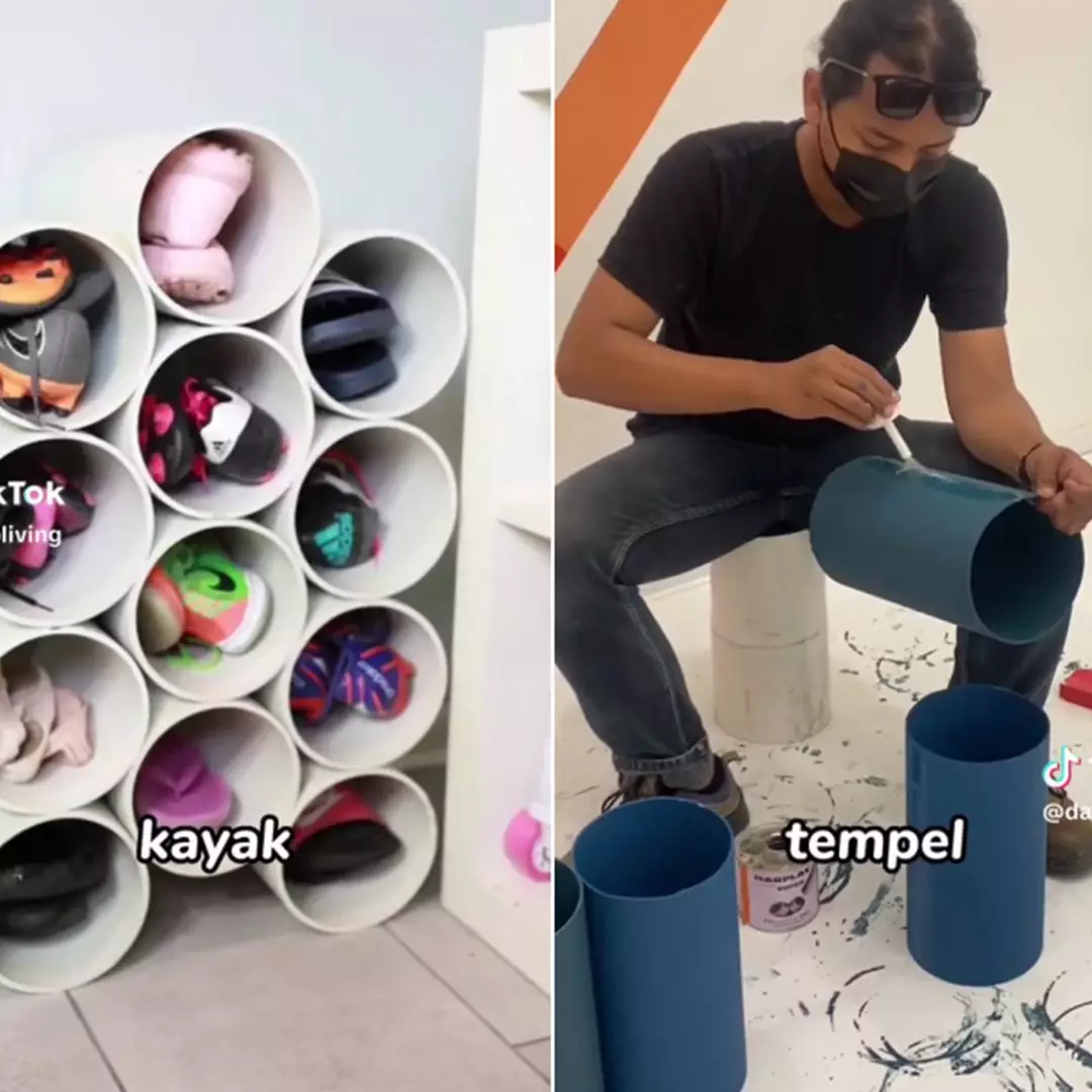 Cara mudah bikin rak sepatu low budget dari 1 bahan material, tampilan estetik untuk menata alas kaki