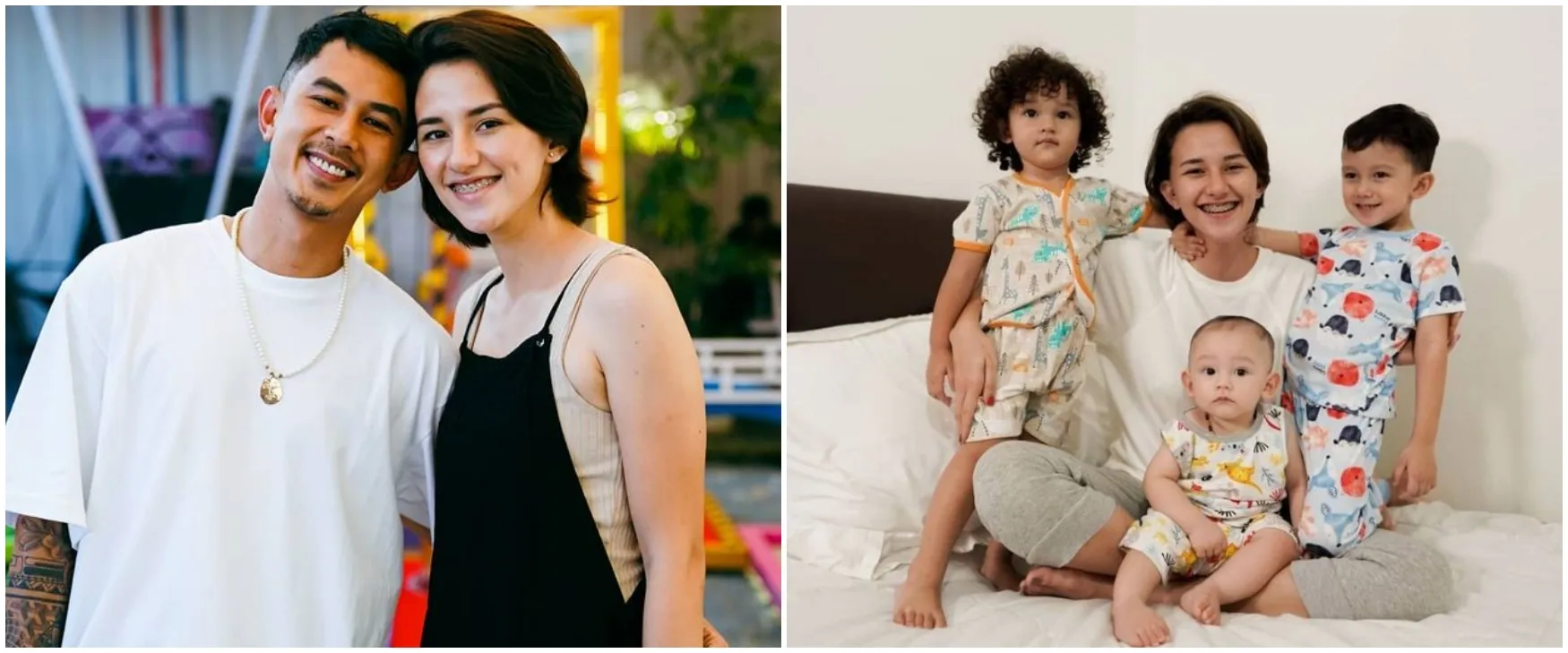 Tanpa bantuan baby sitter, begini 11 momen telatennya Dahlia Poland saat momong tiga anak