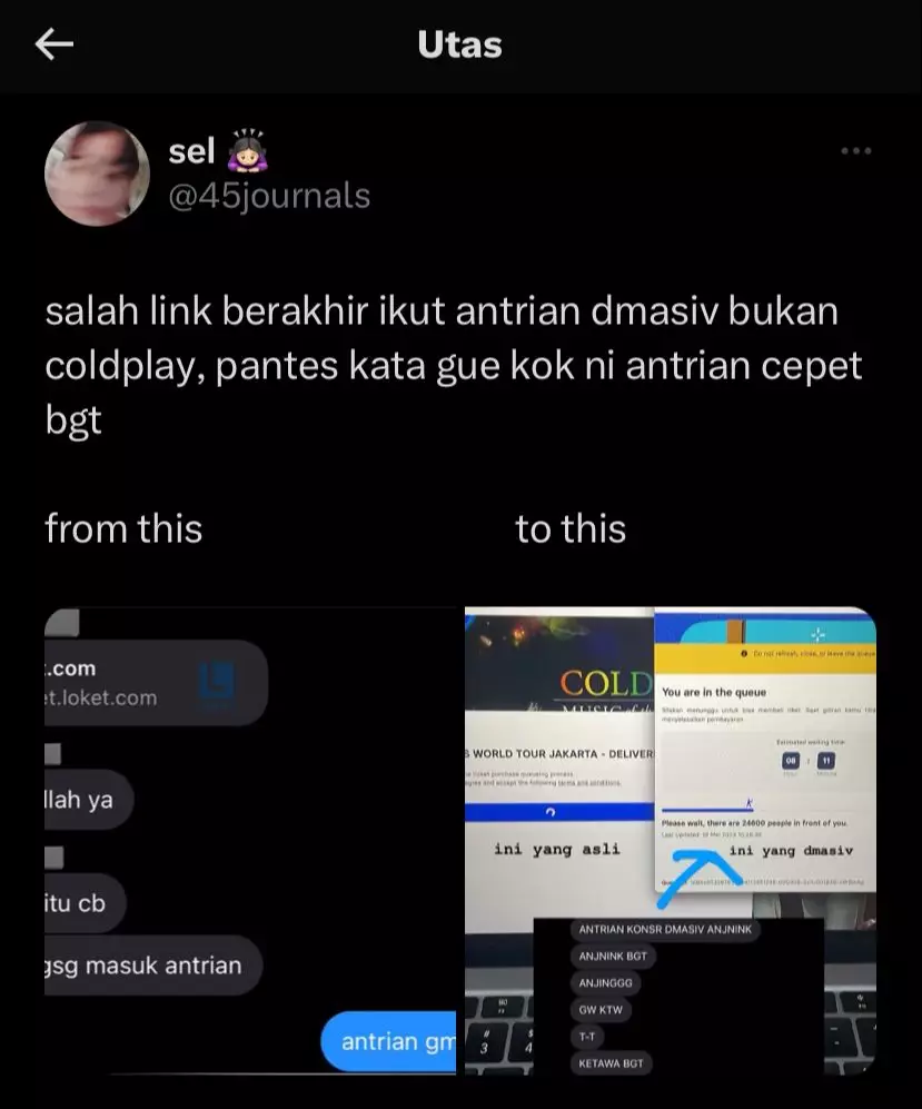 war tiket coldplay nyasar © berbagai sumber war tiket coldplay nyasar © berbagai sumber