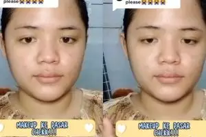 Wanita ini pakai makeup karakter webtoon saat mau pergi ke pasar, intip potretnya yang bikin takjub