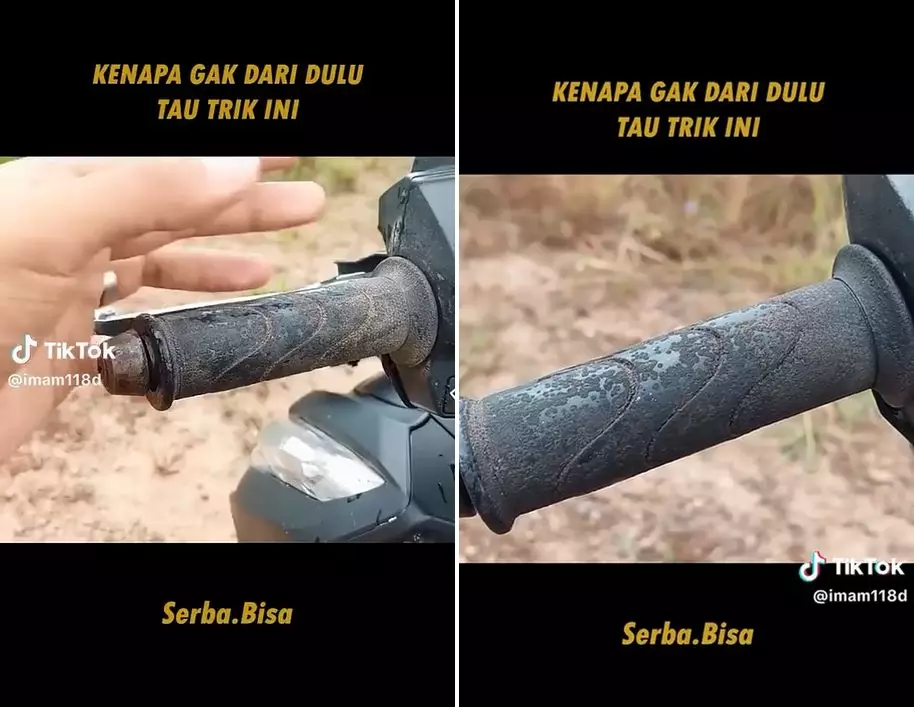 cara bersihkan handgrip © TikTok