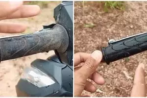 Trik ampuh bersihkan handgrip motor yang sudah buluk, cukup pakai 2 bahan saja