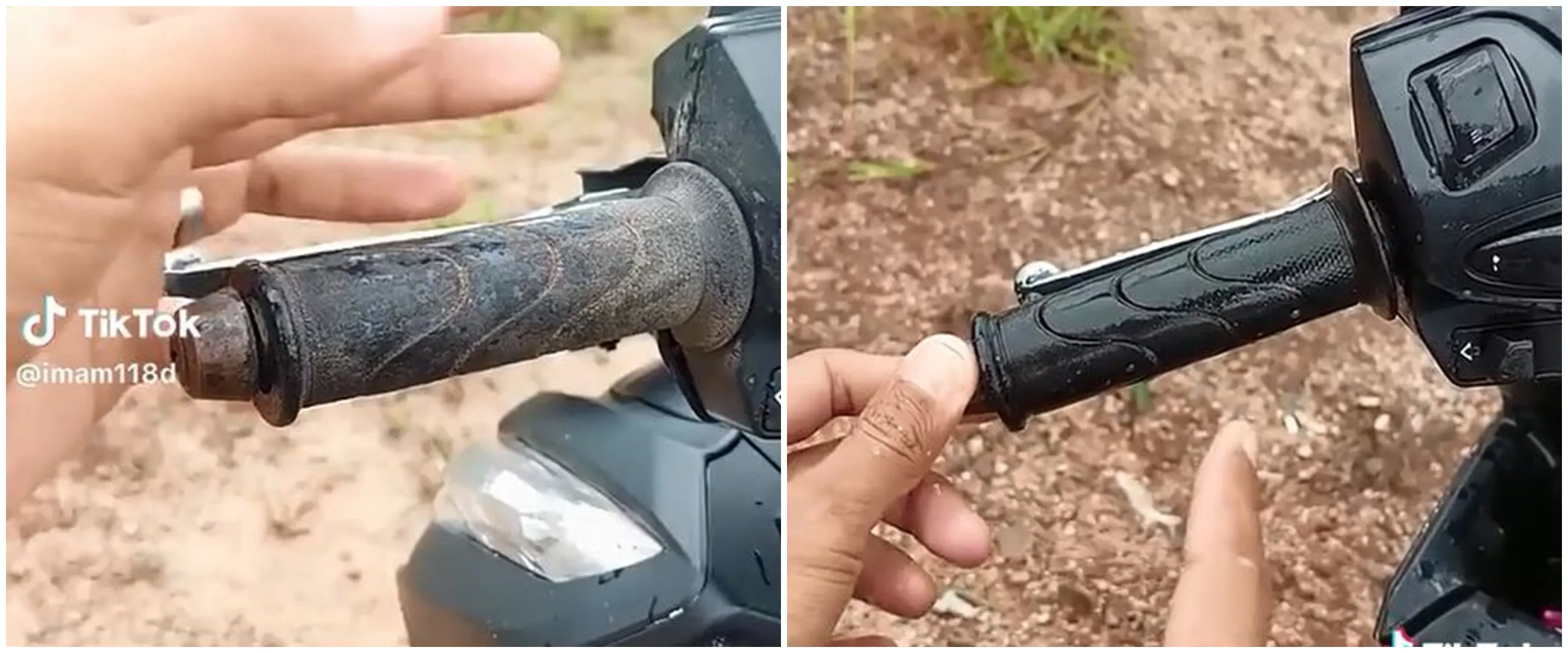 Trik ampuh bersihkan handgrip motor yang sudah buluk, cukup pakai 2 bahan saja