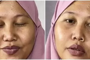 Transformasi wanita dengan wajah bertekstur dirias jadi flawless, auto jadi idaman bapak-bapak