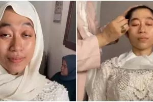 Wanita dengan mata sayu dirias MUA jadi pengantin Sunda, skill makeup-nya nggak kaleng-kaleng