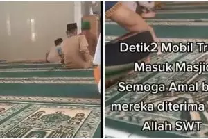 Awalnya dikira ngeri, momen truk masuk masjid ini malah bikin ngakak ini viral ditonton 2,9 juta kali