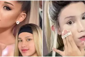 Pria ini recreate makeup Ariana Grande, potret perubahannya bikin cewek jadi minder