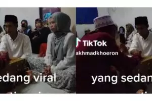 Pernikahan digelar tanpa dekor & baju manten, ekspresi pengantin pria tunjukkan bahagia itu sederhana