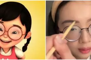 Wanita berparas oriental ini recreate makeup ala Mei Mei ‘Upin Ipin’, hasilnya malah mirip idol K-pop