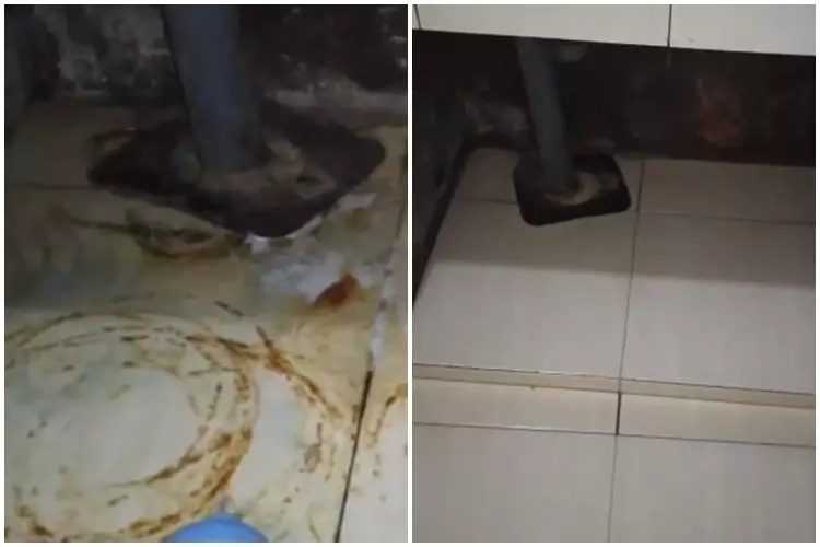 Tanpa disikat, ini cara mudah bersihkan lantai dapur dari sisa karat tabung gas pakai 2 bahan