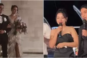 Sambil tahan tangis, begini momen Desta diroasting sahabat di resepsi pernikahan Enzy Storia