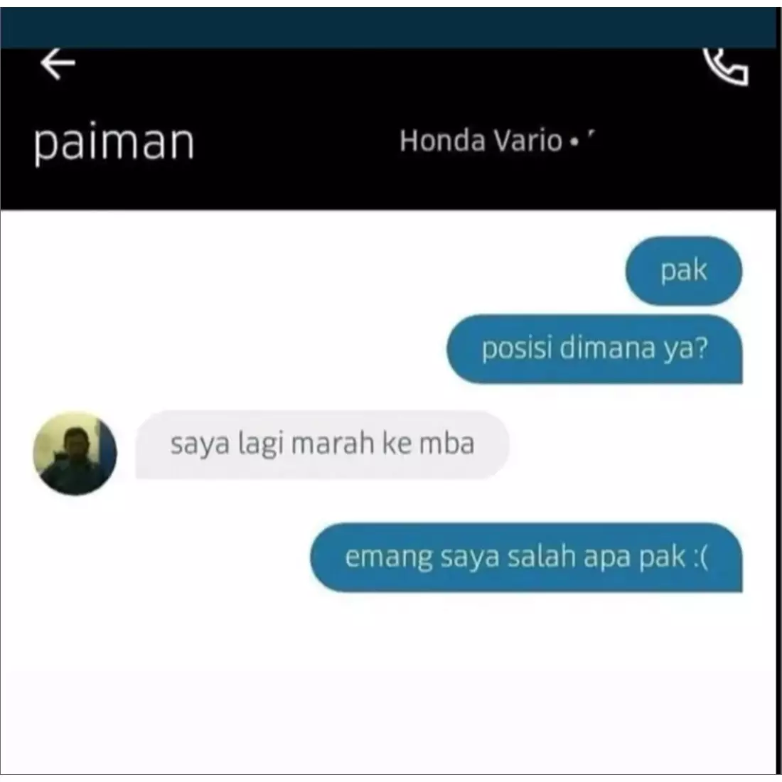 11 Chat lucu driver ojek online marah ke penumpang ini alasannya bikin bertanya-tanya, absurd abis