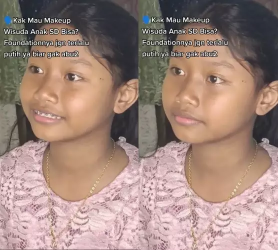 Anak SD ini dirias MUA © TikTok