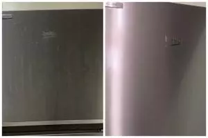 Cara bersihkan pintu kulkas kusam jadi kinclong lagi, simpel pakai 2 bahan dapur