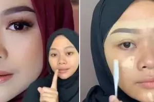 Wanita ini recreate makeup glowing Ria Ricis, Alih-alih mirip hasilnya malah beda 180 derajat