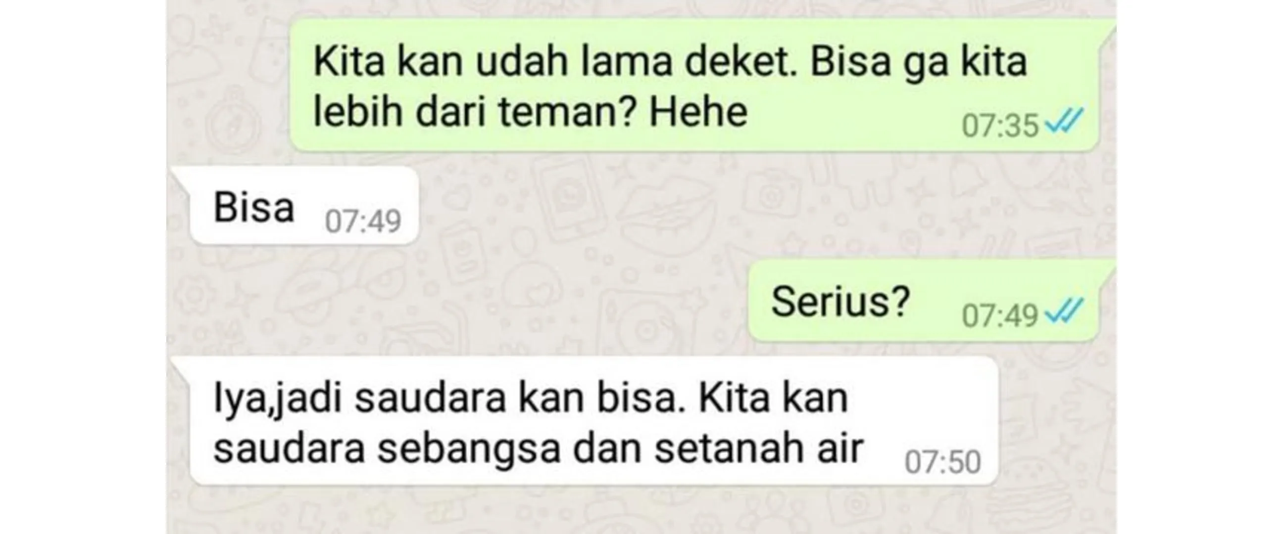 11 Chat lucu saat cinta ditolak secara halus, auto mundur sambil senyum kesakitan