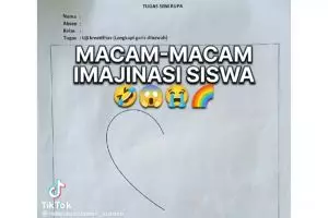 Disuruh gambar dari satu garis, potret tugas seni rupa siswa kelas 1 SMP ini kreatifnya di luar nalar