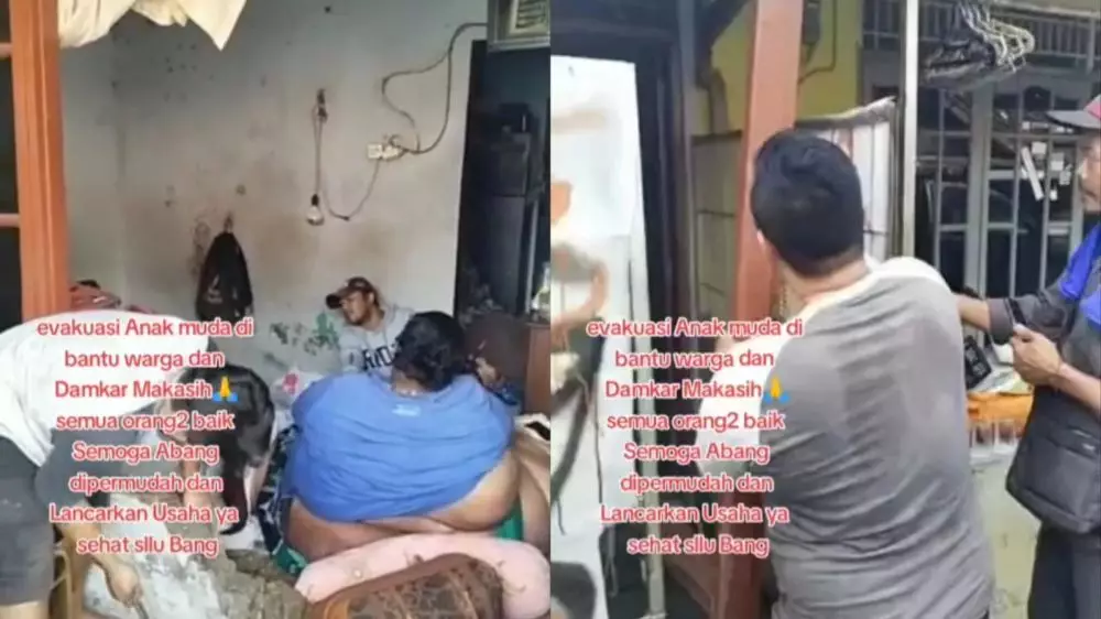 evakuasi pria berbobot 300 kg © TikTok