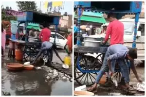 Bukan pakai air keran, cara cuci piring pedagang kaki lima di India ini bikin heran lihatnya