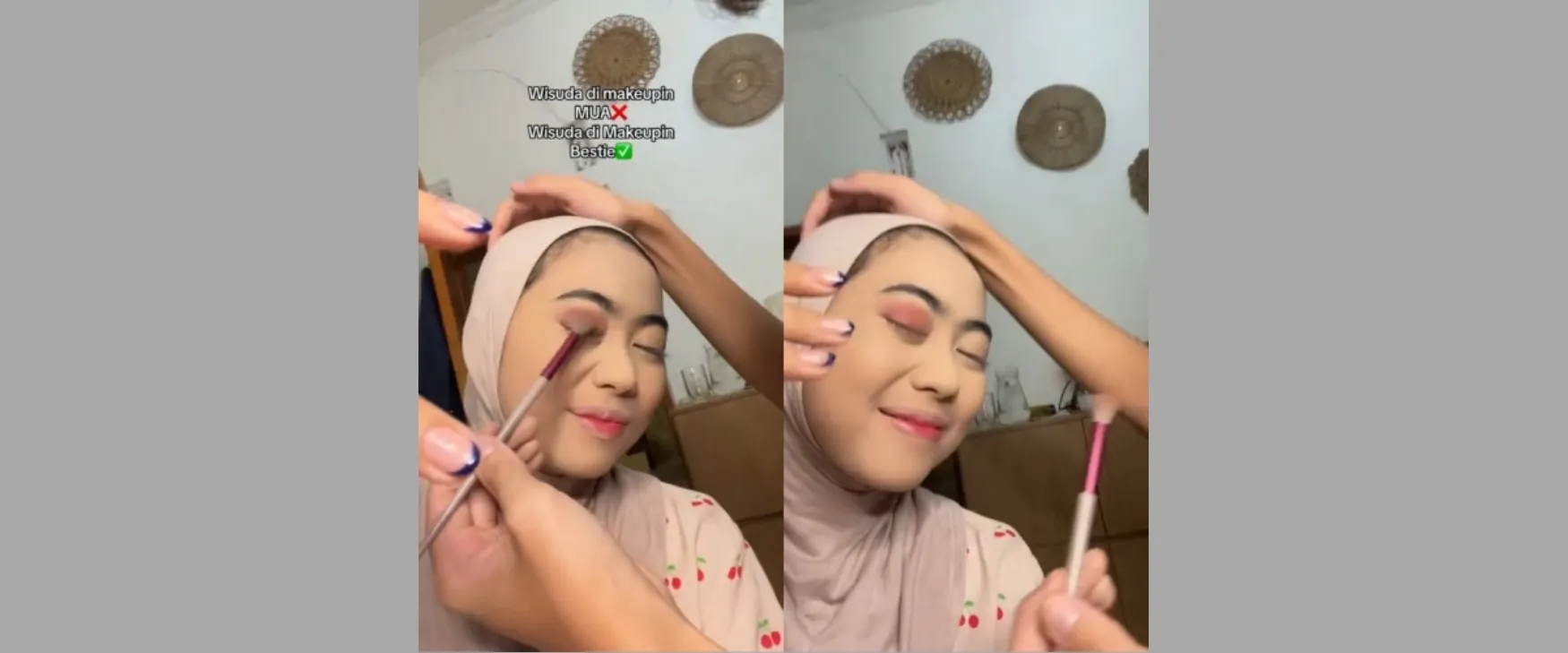 Wisuda dimakeupin bestie, transformasi penampilan wanita ini bikin netizen senyum-senyum sendiri