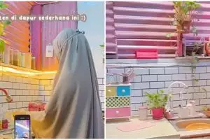 Dapur serba pink berdinding seng ini dimakeover jadi estetik, ini 9 potretnya bikin semangat masak