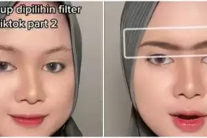 Wanita ini makeup wajahnya ikutin filter TikTok, vibesnya jadi seperti barbie gemoy