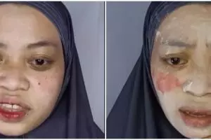 Awalnya pakai bedak cemong, transformasi wanita usai makeup ala Arabian Look ini di luar ekspektasi