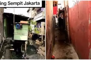 Viral gang sempit di Jakarta lebarnya cuma sebahu, penampakannya bikin nggak habis pikir