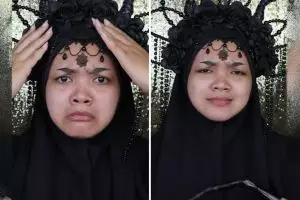 Bukti makeup mengubah segalanya, transformasi wanita jadi sosok menyeramkan ini bikin mata melotot