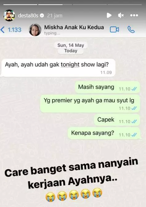 Desta chat manis dengan Miskha © Instagram Desta chat manis dengan Miskha © Instagram