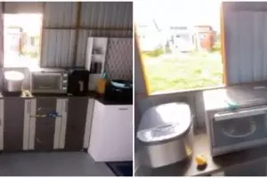 7 Potret dapur dinding seng ini penataannya sedap dipandang & tak sumpek, bikin masak jadi nyaman