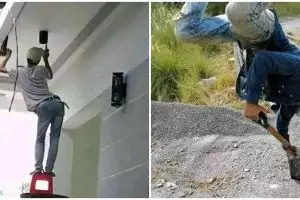 11 Kelakuan nyeleneh tukang bangunan ini bikin nggak habis pikir, mereka belajarnya darimana sih?