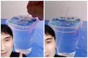 Bukan pakai kunci atau jarum, ini cara tusuk sedotan yang sudah telanjur tumpul ke gelas air mineral