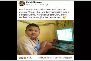 13 Potret kocak status lucu Fahri Skroepp di Facebook ini kata-katanya bikin jomblo merana