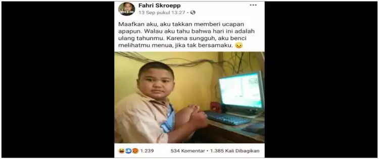 13 Potret kocak status lucu Fahri Skroepp di Facebook ini kata-katanya bikin jomblo merana