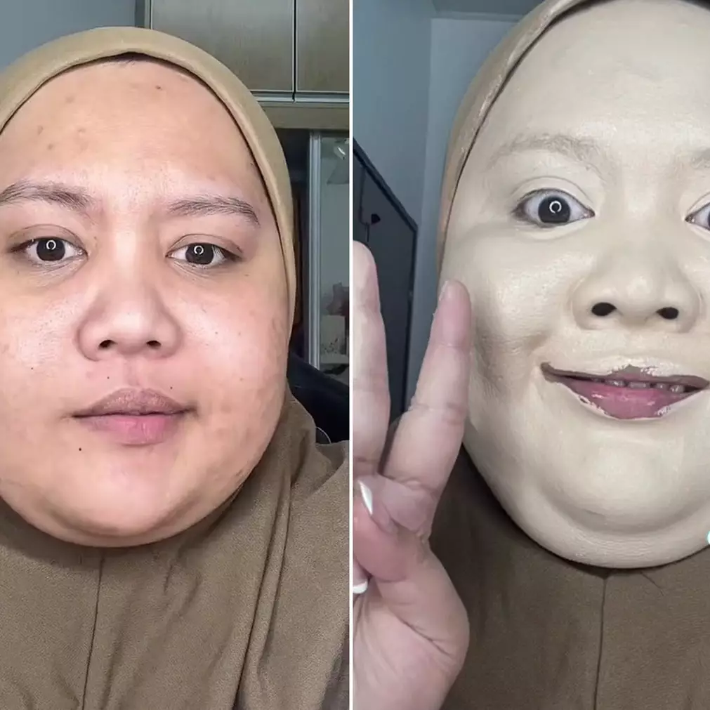 Pakai dempul tebal satu muka, perubahan wanita usai makeup ini hasilnya bikin acungkan jempol