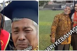 Momen haru sopir truk dampingi putrinya lulus kuliah dengan predikat cumlaude, bikin bangga