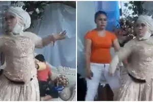Disebut kesurupan, aksi pengantin wanita saat nge-ronggeng di panggung pelaminan ini bikin merinding