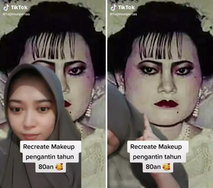 recreate makeup pengantin 80an © TikTok recreate makeup pengantin 80an © TikTok