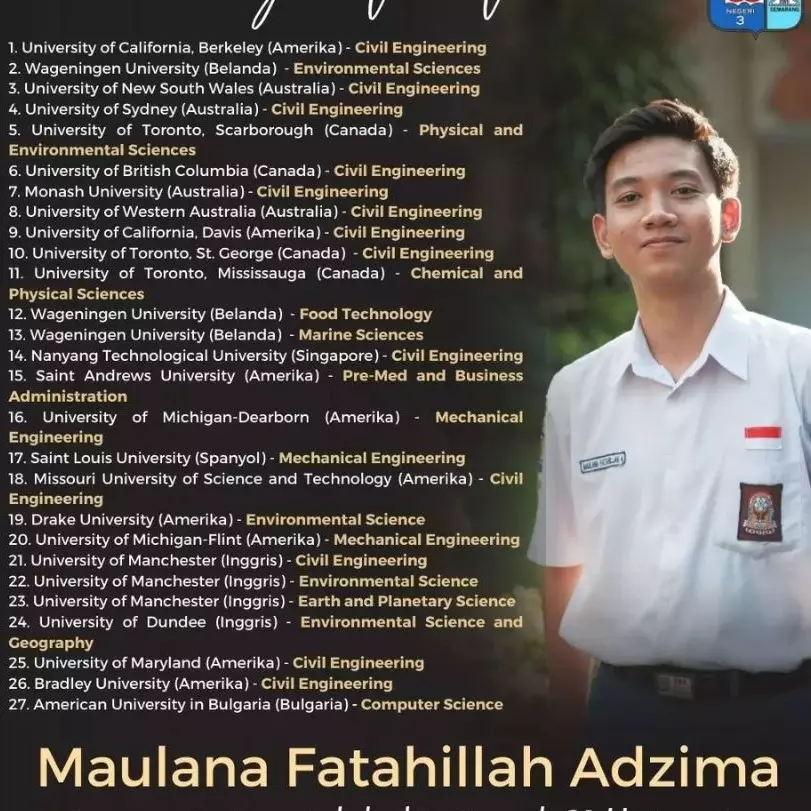 Viral siswa SMA 3 Semarang bisa lolos di 21 universitas luar negeri, kisah di baliknya bikin bangga