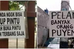 11 Tulisan peringatan ini cara nyindirnya apik banget, yang mau melanggar malah ketawa