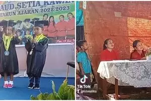 Momen bocah TK beri sambutan saat acara ini penuh haru, isi pidatonya bikin tamu undangan nangis