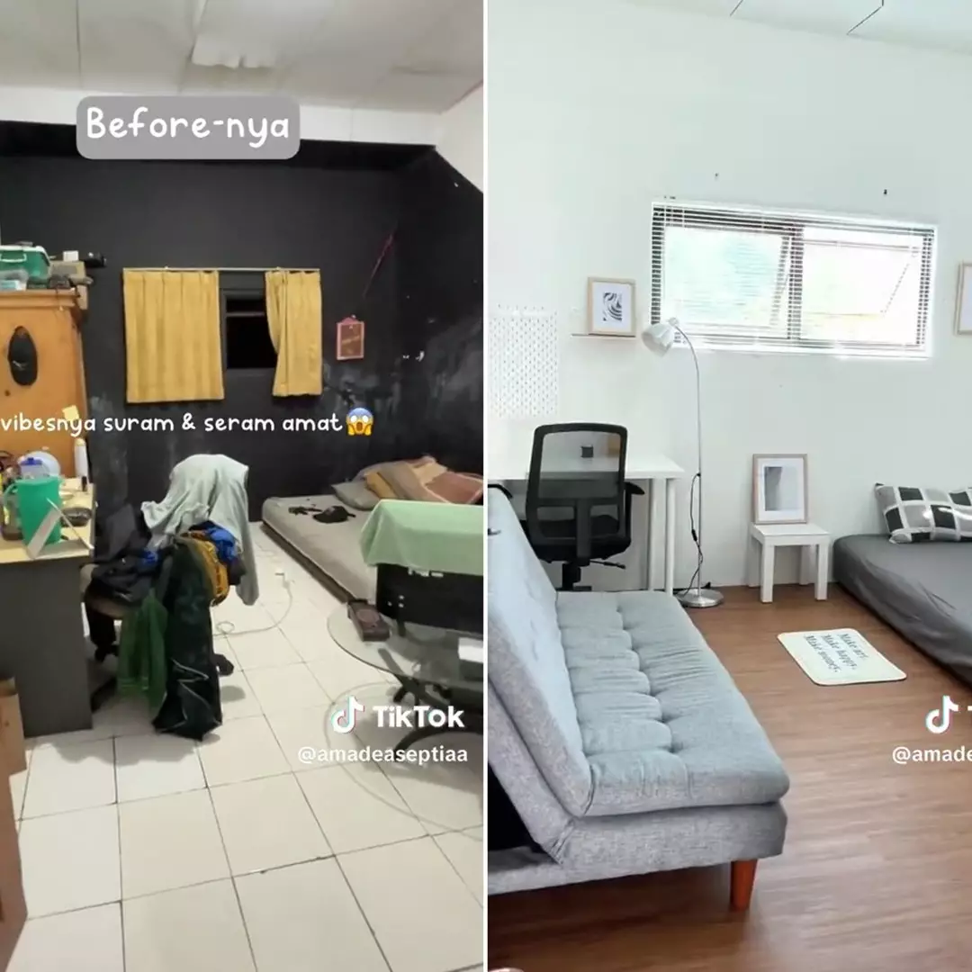 Wanita ini makeover kamar adik ipar dari serem jadi aesthetic black and white, intip 9 potretnya