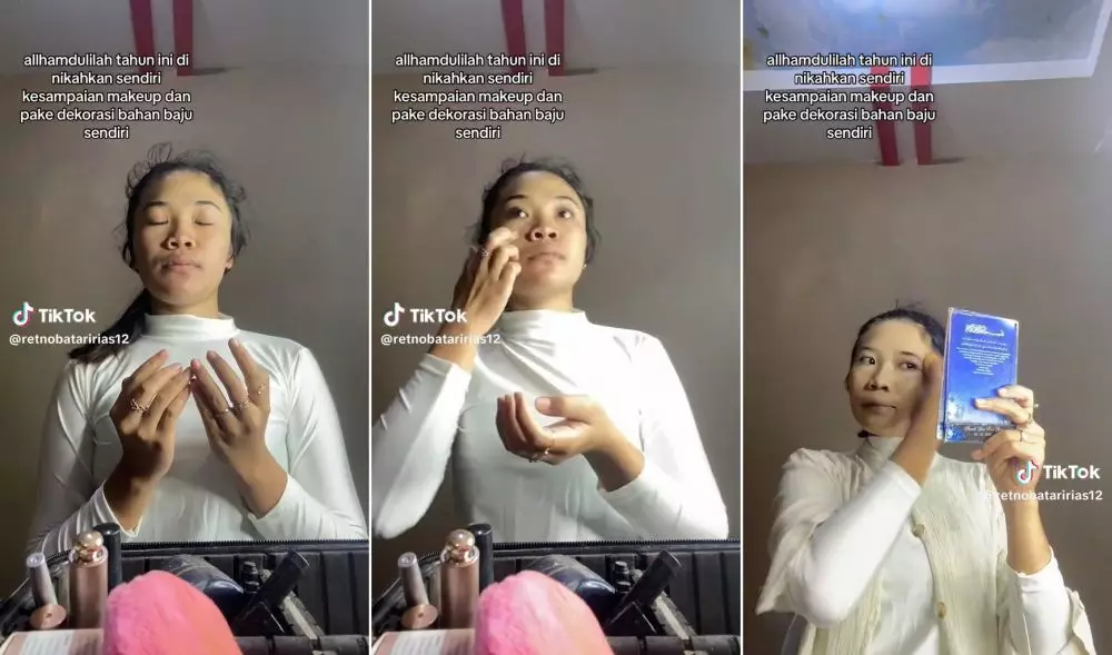 pengantin makeup sendiri © TikTok pengantin makeup sendiri © TikTok